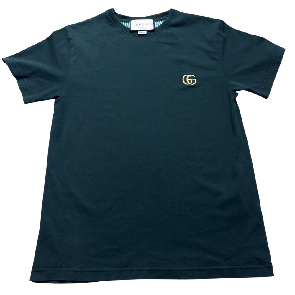 Gucci Orgasmique Forest Green Double G Logo T-Shirt XS Made in Italy